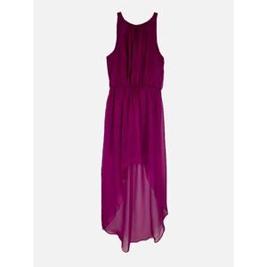 Forever 21 Magenta High Low Back Slit Sleeveless Chiffon Dress Women Small